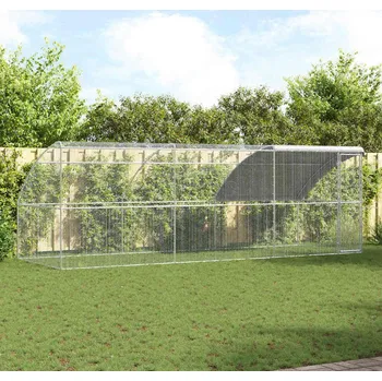 vidaXL Klec na kuřata 3 pcs Stříbrná 600 x 200 x 200 cm Ocel a PE [3368323]