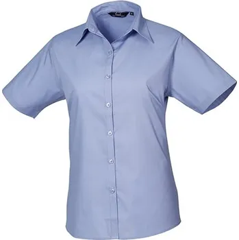 Dámská košile Premier Workwear Dámská popelínová halenka s krátkým rukávem Barva: Mid Blue (ca. Pantone 2718C), Velikost: 54 (6XL/26) G_PW302