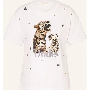 Liu Jo Dámské Tričko S Ozdobnými Kameny, bílá / hnědá, 36