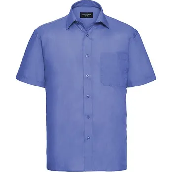 Pánská košile Russell Collection Pánská popelínová košile s krátkým rukávem z polybavlny se snadnou údržbou Barva: Corporate Blue, Velikost: S (37/38) G_Z935
