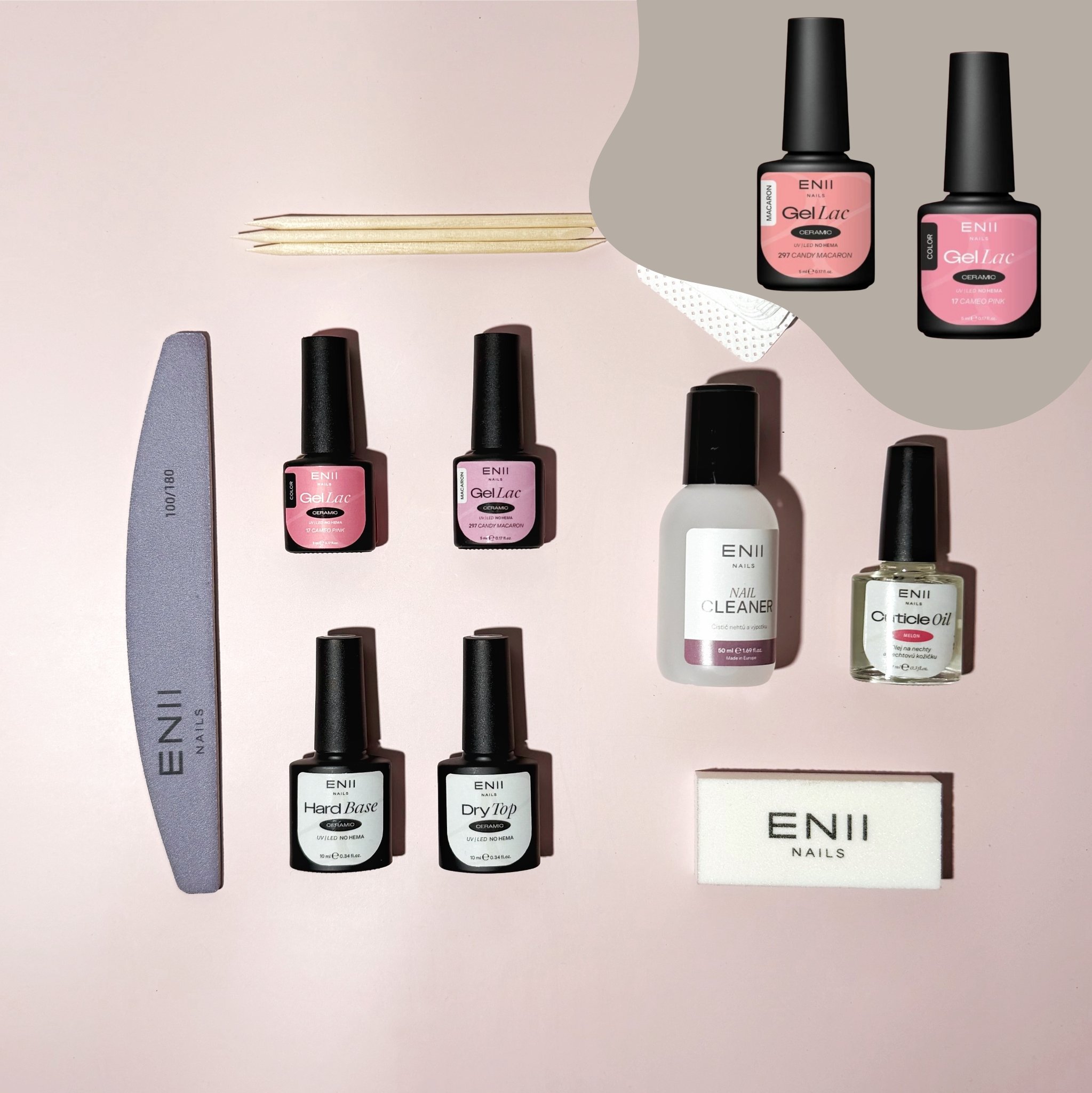ENII NAILS ENII Gel Lak Sada Mini pro začátečníky - Růžová (bez lampy)