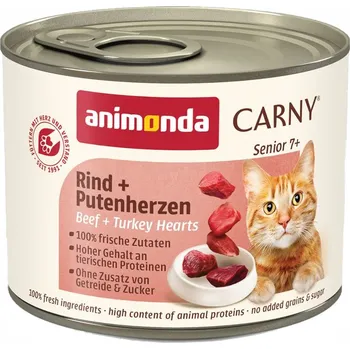 Krmivo pro kočku 6x200g animonda Carny Senior - hovězí & krůtí srdíčka