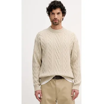 Pánský svetr Vlněný svetr BOSS Orange Kableto 50548689 béžová 80X, vel. M