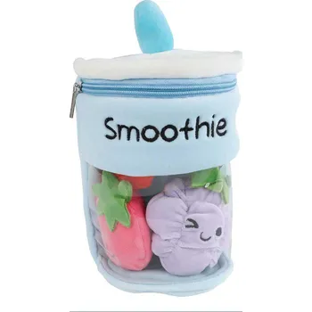 plyšák M.T. Fluffy Menu Smoothie nápoj 25 cm plyšový se 3ks ovoce, tři barvy Barva: Modrá