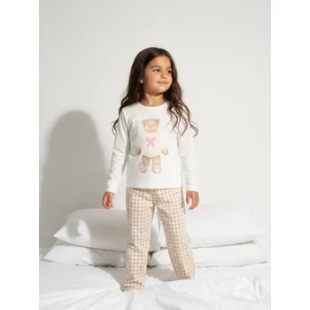 Dívčí spodní prádlo Sinsay - Bavlněná dvoudílná pyžama s potiskem - krémová - 490EV-01X - 490EV-01X-98