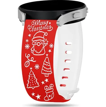 Chytré hodinky Vánoční gravírovaný řemínek 22mm Barva: Červeno-Bílý