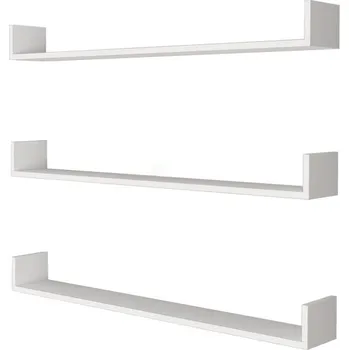 police Sada 3 nástěnných polic HALYOR 120 cm, bílá + vyzvednutí ZDARMA