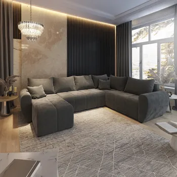 Sedací souprava PRM MOKA XL do U, 303 cm Pravý roh, fialová