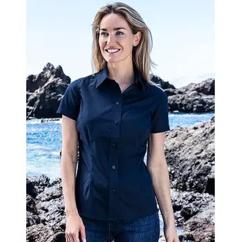 Dámská košile Promodoro Dámská popelínová košile s krátkým rukávem Barva: Šedá, Velikost: XS G_E6305