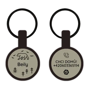 psí známka Necinkající silikonová psí známka Woofit Tag Mini Woods