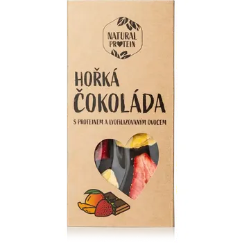 Čokoláda NaturalProtein Hořká čokoláda s proteinem a lyofylizovaným ovocem (85g)