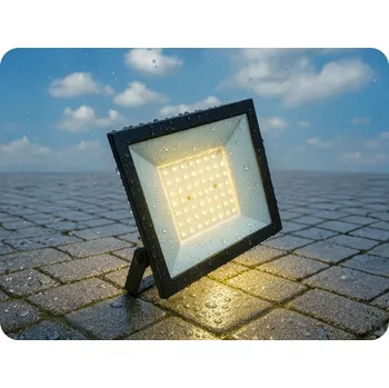 LED reflektor 50W, 4000lm, IP65, 110°, černý Studená bílá