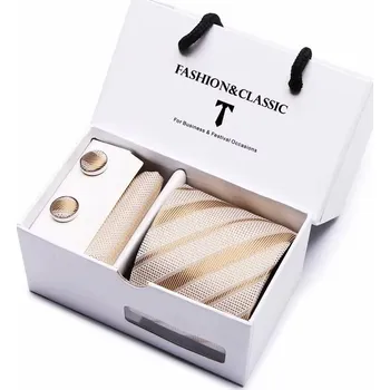 Kravata Kravata Gina Gold | Manžetové knoflíčky | Kapesníček Zlatá