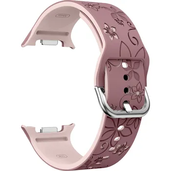 Příslušenství k chytrým hodinkám Gravírovaný květinový řemínek pro Samsung Galaxy Watch 8 Barva: Fialovo-růžový