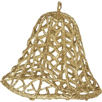 Vánoční dekorace Vánoční zlatá umělá třpytivá dekorace zvonek - Ø 11*11 cm