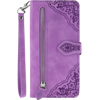 Pouzdro na mobilní telefon Pouzdro Xiaomi Redmi Note 14 Pro knížkové se zipem fialové (kryt neboli obal na Xiaomi Redmi Note 14 Pro)