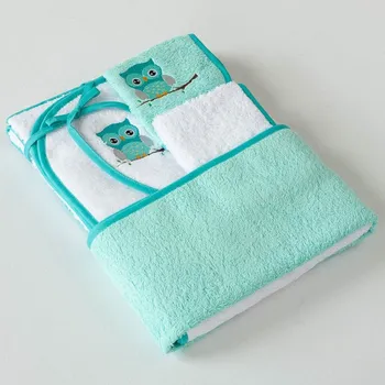 VEBA Dětský set sovička - osuška,ručník,slinták + žínka