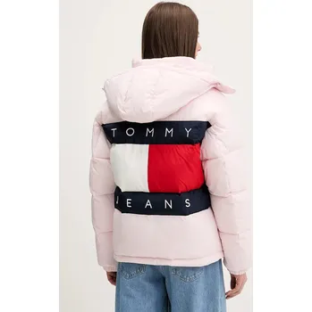 Bunda Tommy Jeans růžová barva, zimní, DW0DW22041 03X, vel. S