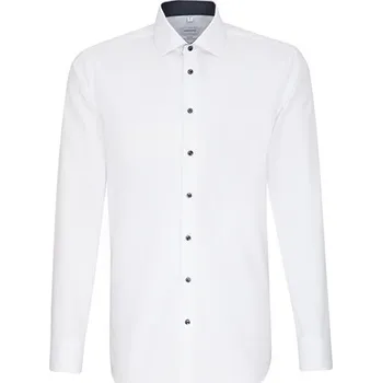 Pánská košile Seidensticker Pánská košile popelínového střihu s dlouhým rukávem Barva: white, Velikost: 46 G_SN293690