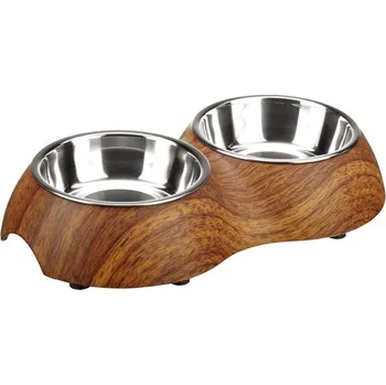 Miska pro psa Miska pro psa - dvojmiska melamin Woody vlašský ořech, Velikost M