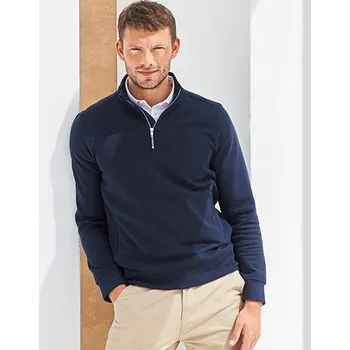 Pánská mikina Henbury Unisex udržitelná mikina se 1/4 zipem Barva: Černá, Velikost: 4XL G_W842