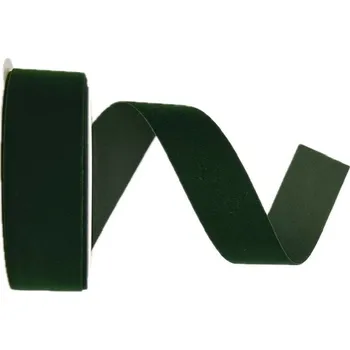 Stuha Stuha sametová VELUTTO tmavě zelená 25mm x 3m (12,- Kč/m) (Stuha sametová, tmavě zelená, jednostranná)