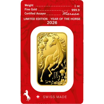 Zlatý investiční slitek 1 oz ARGOR-HERAEUS - Rok Koně 2026