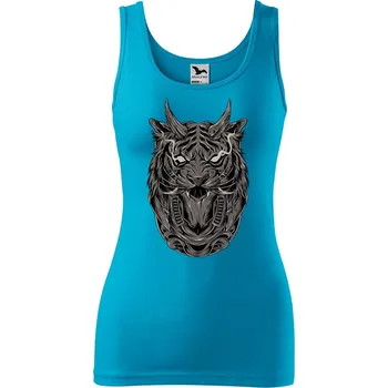 Dámské tílko s potiskem Tygr robot Velikost: XL, Barva: Tyrkysová