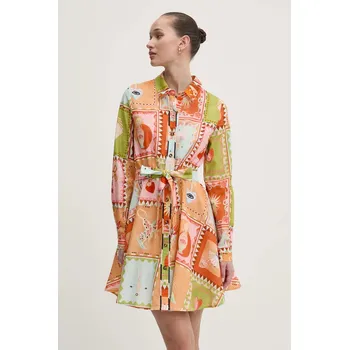 Dámské oblečení Šaty s příměsí lnu Never Fully Dressed NFDDR1781 oranžová 22X, vel. S