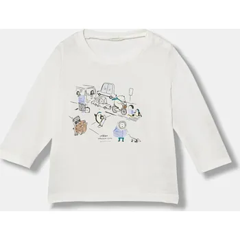 Chlapecké oblečení Dětské bavlněné tričko s dlouhým rukávem United Colors of Benetton 3ATNA106T.W.Seasonal bílá 00X, vel. 74