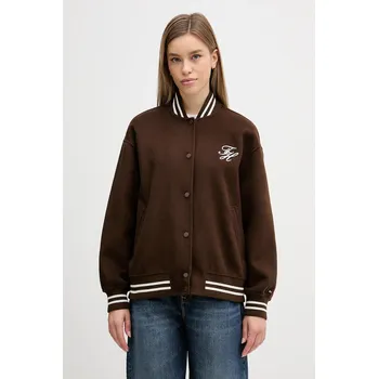 Pánský bomber Bomber bunda s příměsí vlny Tommy Hilfiger WW0WW47760 hnědá 88X, vel. 36