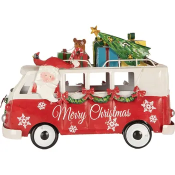 Bytová dekorace Clayre & Eef - Dekorativní vánoční autobus s LED osvětlením 6Y5855