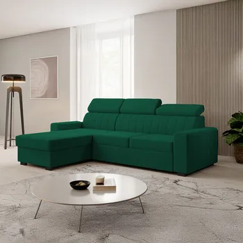 Sedací souprava Eka Rohová sedačka LAO, 245 cm Roh sedačky: Levý roh, Barva látky: MONOLITH 37 (Smaragdově zelená)