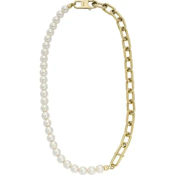 Náhrdelník Fossil Elegantní pozlacený náhrdelník s pravými perlami Heritage JF04727710 + 2 měsíce na vrácení zboží