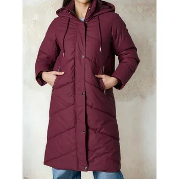 Sinsay - Prošívaný kabát s kapucí - karmínová - 415HH-92X - 415HH-92X-XS