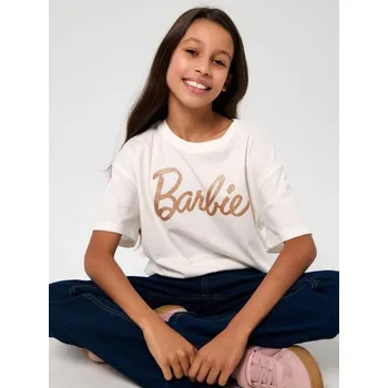 Dívčí tričko Sinsay - Bavlněné tričko s nápisem Barbie - krémová - 581II-01X - 581II-01X-134