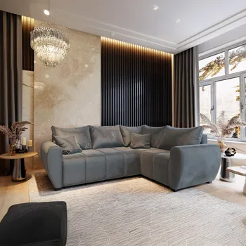 Sedací souprava PRM Rohová sedačka MOKA L, 235 cm Roh pohovky: Pravý roh, Barva látky: PAROS 06 (Tmavá šedá)