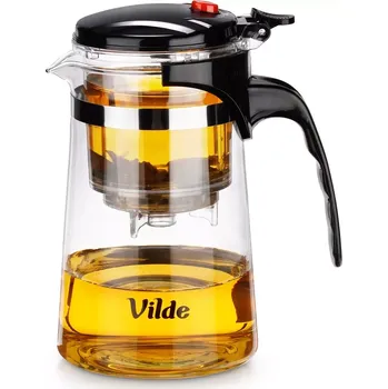 Konvice na čaj Skleněná konvice s výpustným french press zapářovačem 680 ml Vilde
