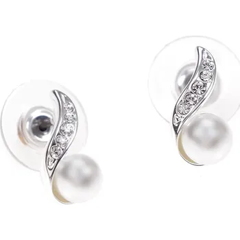Náušnice Náušnice s perlou a krystaly Colibra – postříbřené
