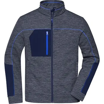 Pánská casual bunda James&Nicholson Pánská fleecová bunda se strukturou Barva: Navy Melange, Velikost: 6XL G_JN1818