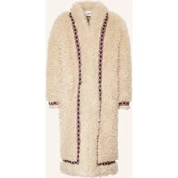 Dámský kabát Ba&Sh Teddy Kožich Cais, režná / červená / černá