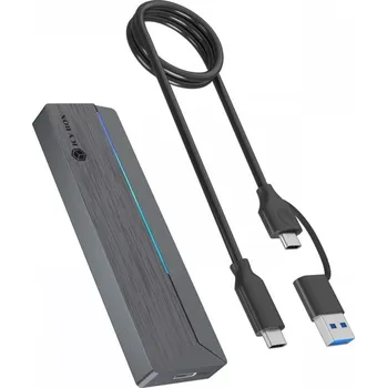 Příslušenství pro datový nosič Externí pouzdro na SSD M.2 NVMe i SATA s RGB podsvícením, USB 3.2 Gen 2 (10 Gb/s)