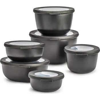MEPAL Cirqula Nordic Black 6 ks černé - plastové kuchyňské misky s víčkem