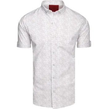 Pánská košile Pánská košile s krátkým rukávem Dstreet KX1078 - výprodej Barva: Bílá, Velikost: 2XL