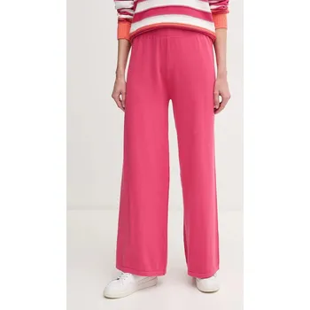 Dámské kalhoty Bavlněné kalhoty United Colors of Benetton dámské, růžová barva, široké, high waist, 1294DF00V 42X, vel. S