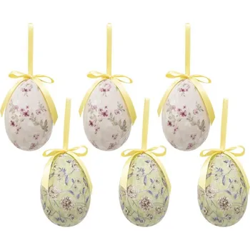 Bytová dekorace 6ks dekorace závěsné vajíčko s květy Spring Egg - Ø 7*10 cm