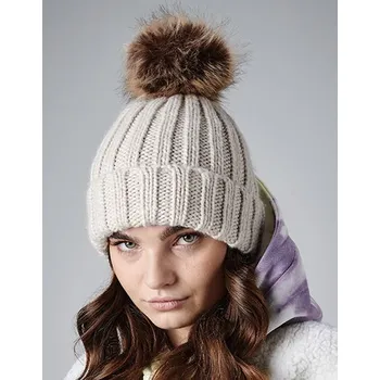 Módní doplněk Beechfield Robustní čepice Pop Pom z umělé kožešiny Barva: Šedá, Velikost: One Size G_CB412