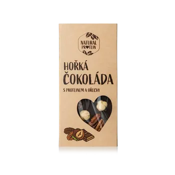 Čokoláda NaturalProtein Hořká čokoláda s proteinem a ořechy (100g)