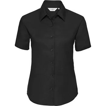 Dámská košile Russell Collection Dámská košile Oxford s krátkým rukávem Easy Care Barva: black, Velikost: XXL G_Z933F