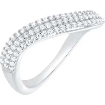 Prsten Half eternity zvlněný stříbrný prsten s diamanty Hjalmar